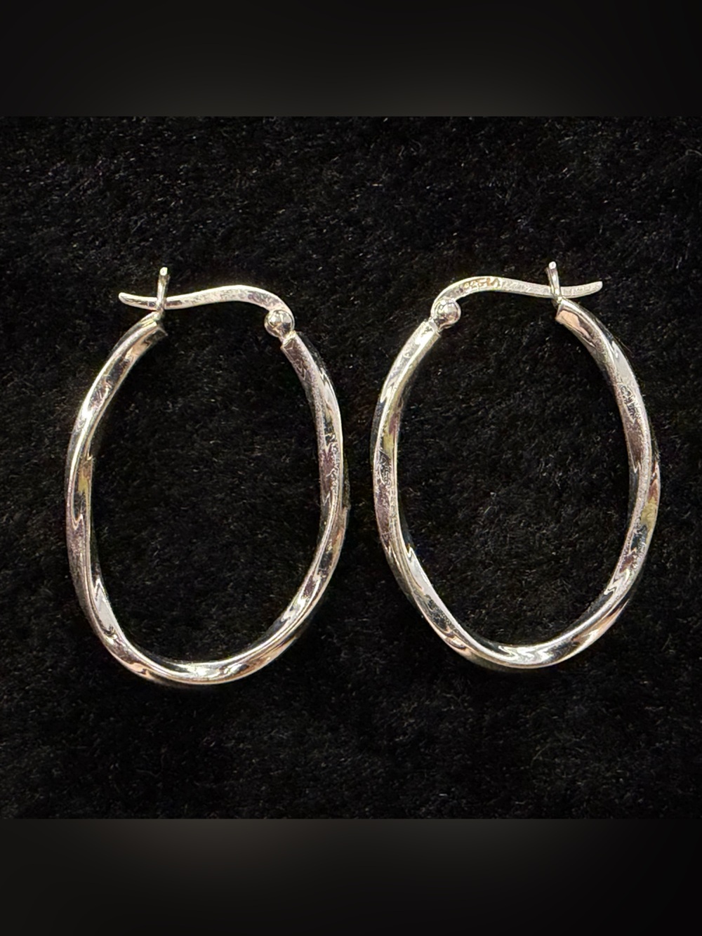 Sterling Silver Oblong/Oval Twisted Hoops